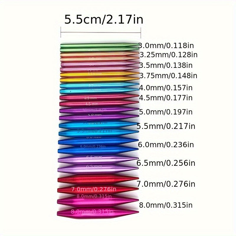 Mini Circular Knitting Needle Set 12 Detachable Needles 3.0-8.0mm in PU Bag