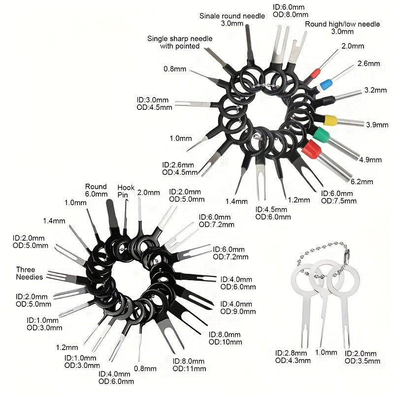 59 piezas Juego profesional de herramientas para desmontar conectores de arnés de cables, kit de herramientas para terminales automotrices