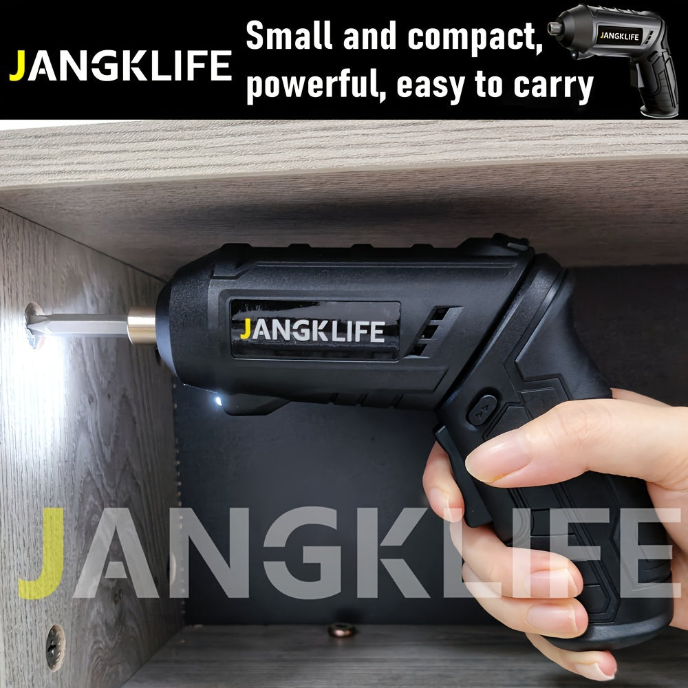 16-Piece Cordless Electric Screwdriver Set with 90° Rotatable Drill Rechargeable Lithium Battery and LED Light