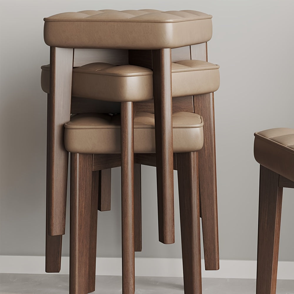 Taburete de comedor tapizado de madera maciza, sin brazos, sin respaldo, apilable, para el hogar