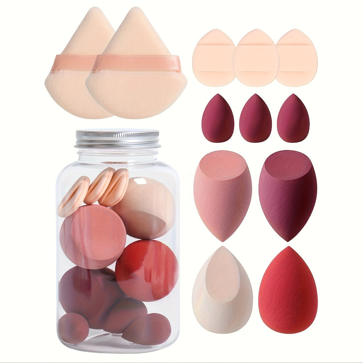 Set de 12 esponjas de maquillaje sin látex para base líquida y corrector