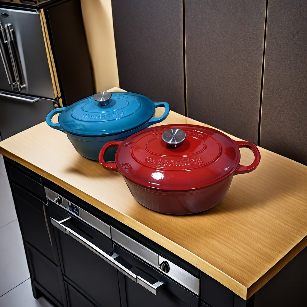 Enameled Oval Dutch Oven 5.8kg Capacity, Versatile Enamel Cookware for Soups and Stews