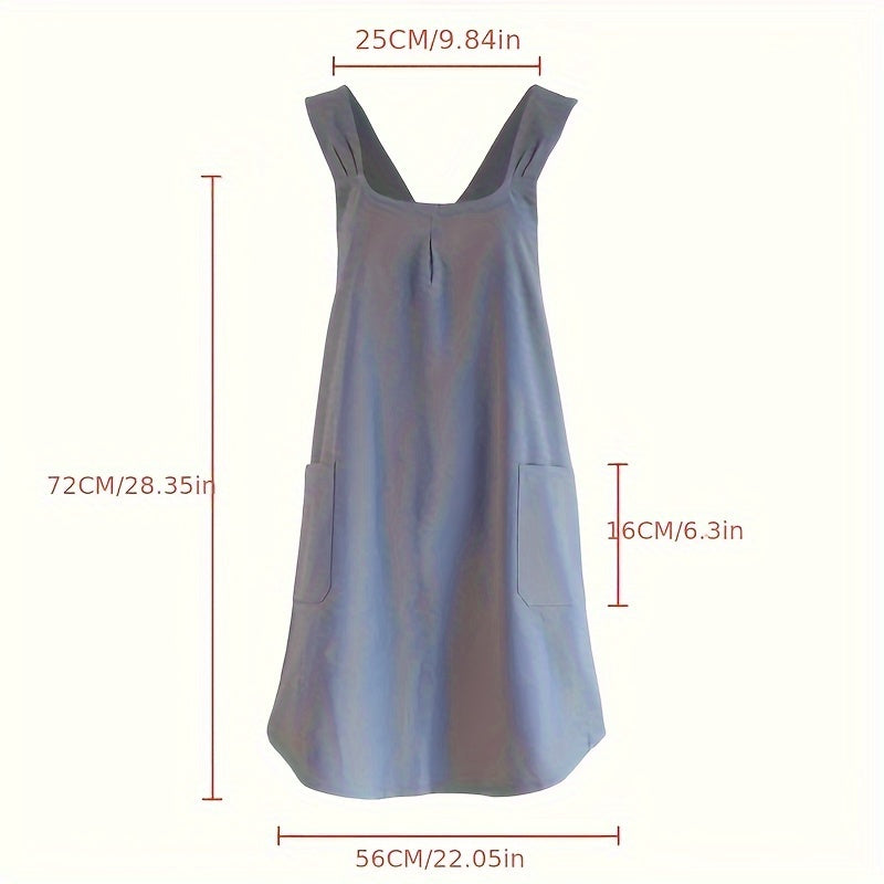 Korean Style Cotton Linen Apron for Women Vintage Floral Kitchen Cooking Pockets