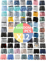Men's Boxer Briefs Set of 12 Breathable Quick-Dry Polyester Assorted Patterns