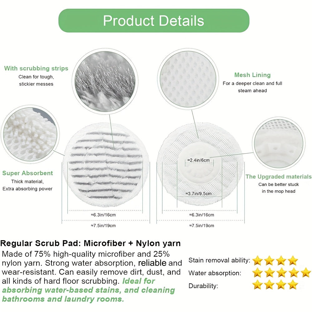 Replacement Mop Pads for Steam Mops All-in-One Scrubbing Soft Washable Set