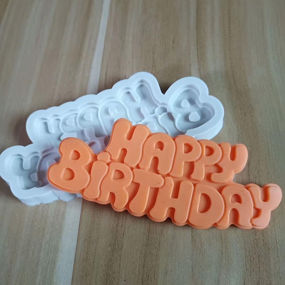 Happy Birthday Silicone Mold for Fondant, Chocolate, Gummy, Soap, Candle, 3D Shape