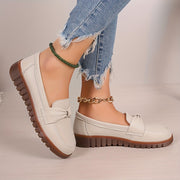 Women's Loafers Slip-On Flats Non-Slip White Black PU Round Toe