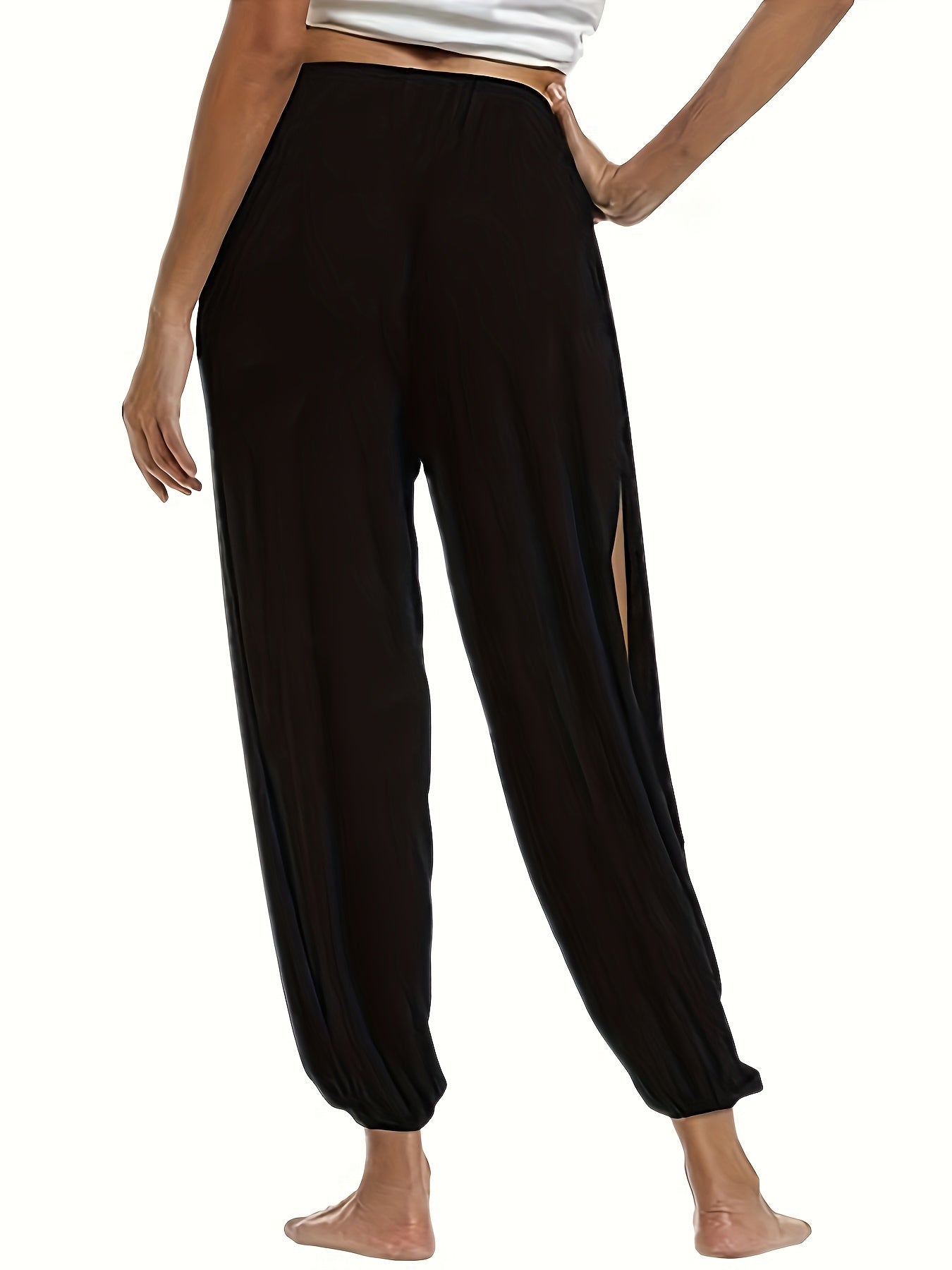 Women's Cropped Elastic Jogger Pants Solid Sleepwear Loungewear