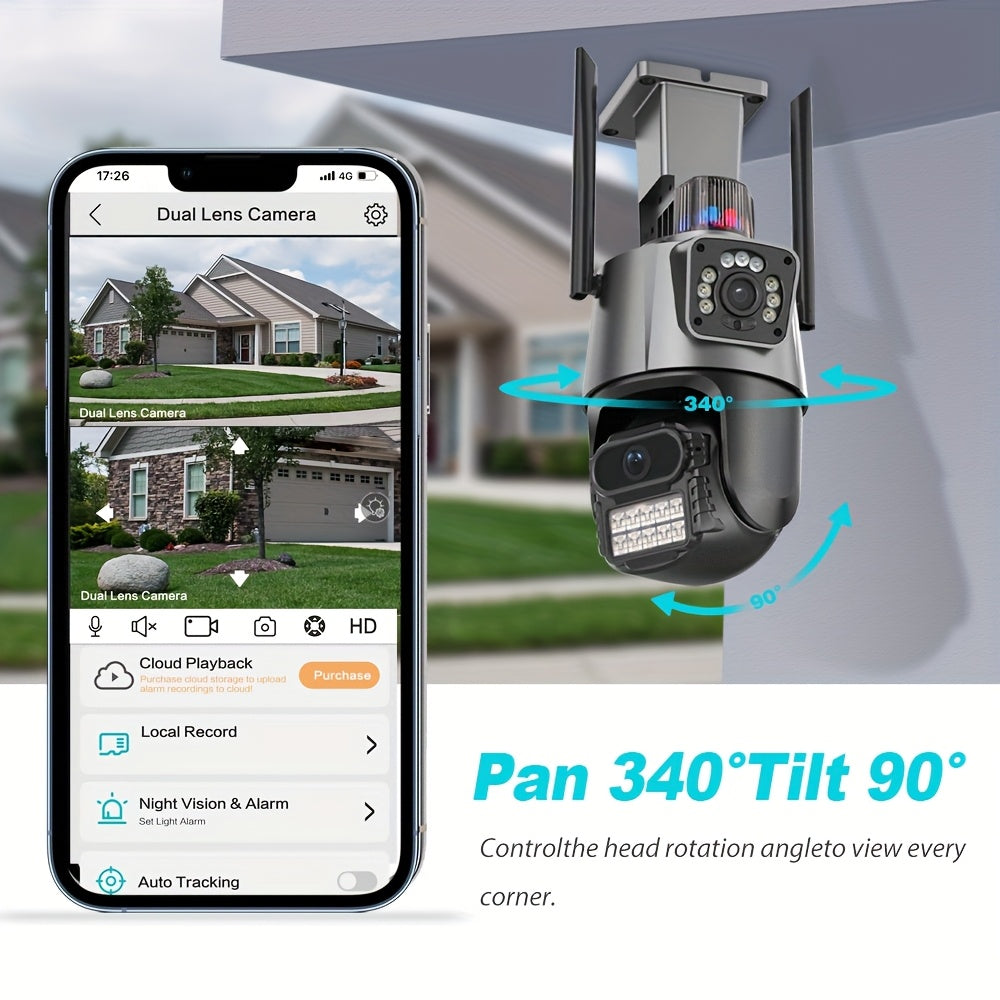 6MP POE simsiz xavfsizlik kamerası, 3K Full HD ikkilamchi linza, AI insonni aniqlash, avtomatik izlash, kechqurun ko‘rish, ikki tomonlama audio, ichki va tashqi foydalanish uchun