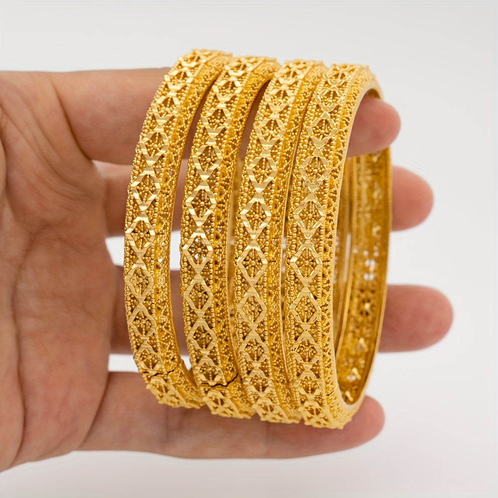 Women’s Gold-Tone Alloy Bangle Set Stylish Fashion Bracelets for Gifting and Everyday Wear