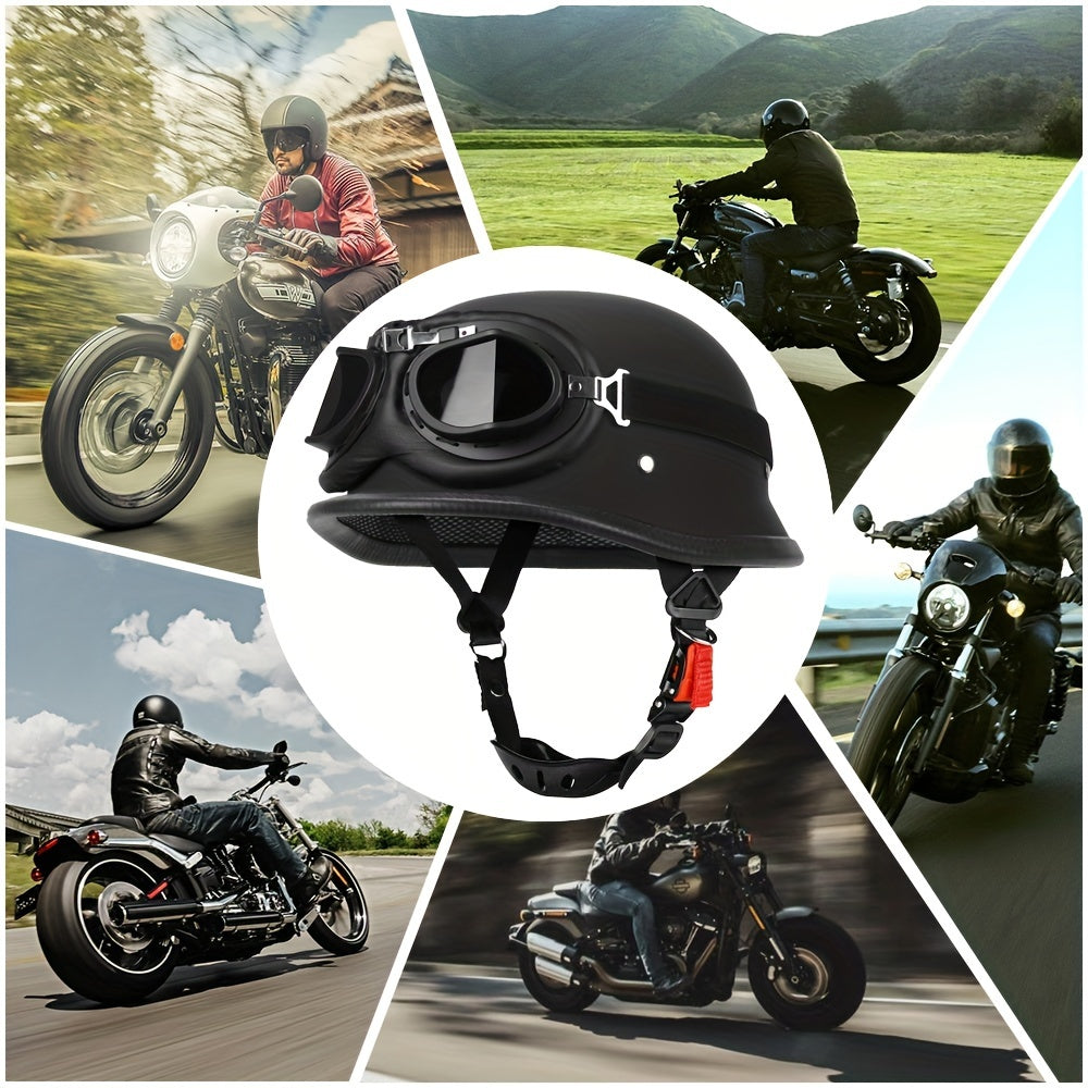 Vintage Open Face Motorcycle Helmet Retro Half Helmet S-XXL Pilot Approved