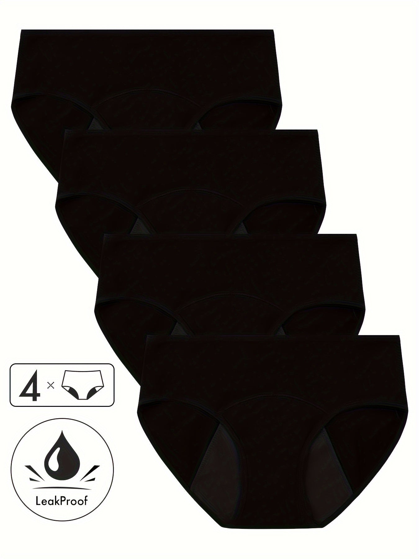 Women Seamless Breathable Period Panties 4 Pack Mid Rise Solid Color