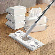 Stainless Steel Foldable Long Handle Mop Set with Disposable Dust Wipes for Hardwood Tile Glass Cleaning