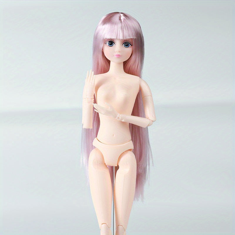 30cm DIY Anime Doll with 20 Joints, Painted Eyes, Straight Bangs, Light Beige