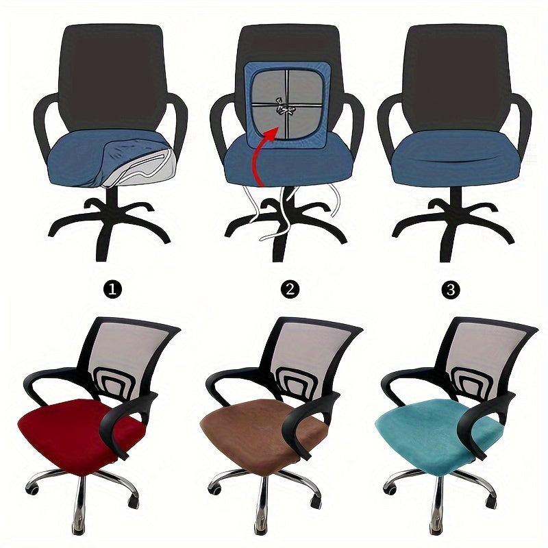 Stretch Velvet Office Chair Cover Elastic Spandex Universal Fit for Home and Office