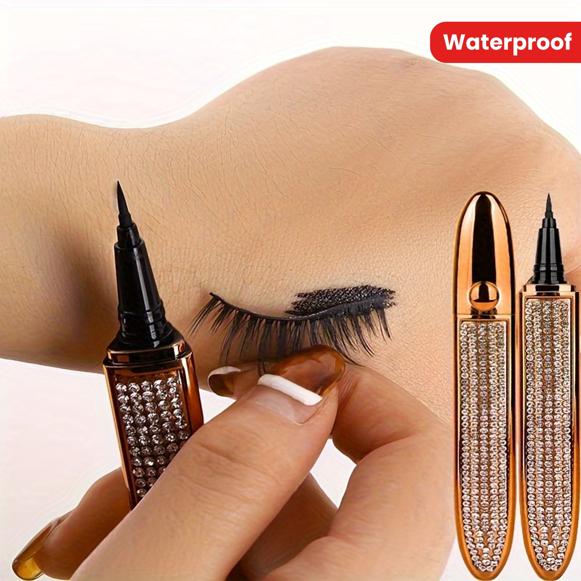 Women Long Lasting Waterproof Glitter Liquid Eyeliner 2-in-1 Self-Adhesive Glue Pen