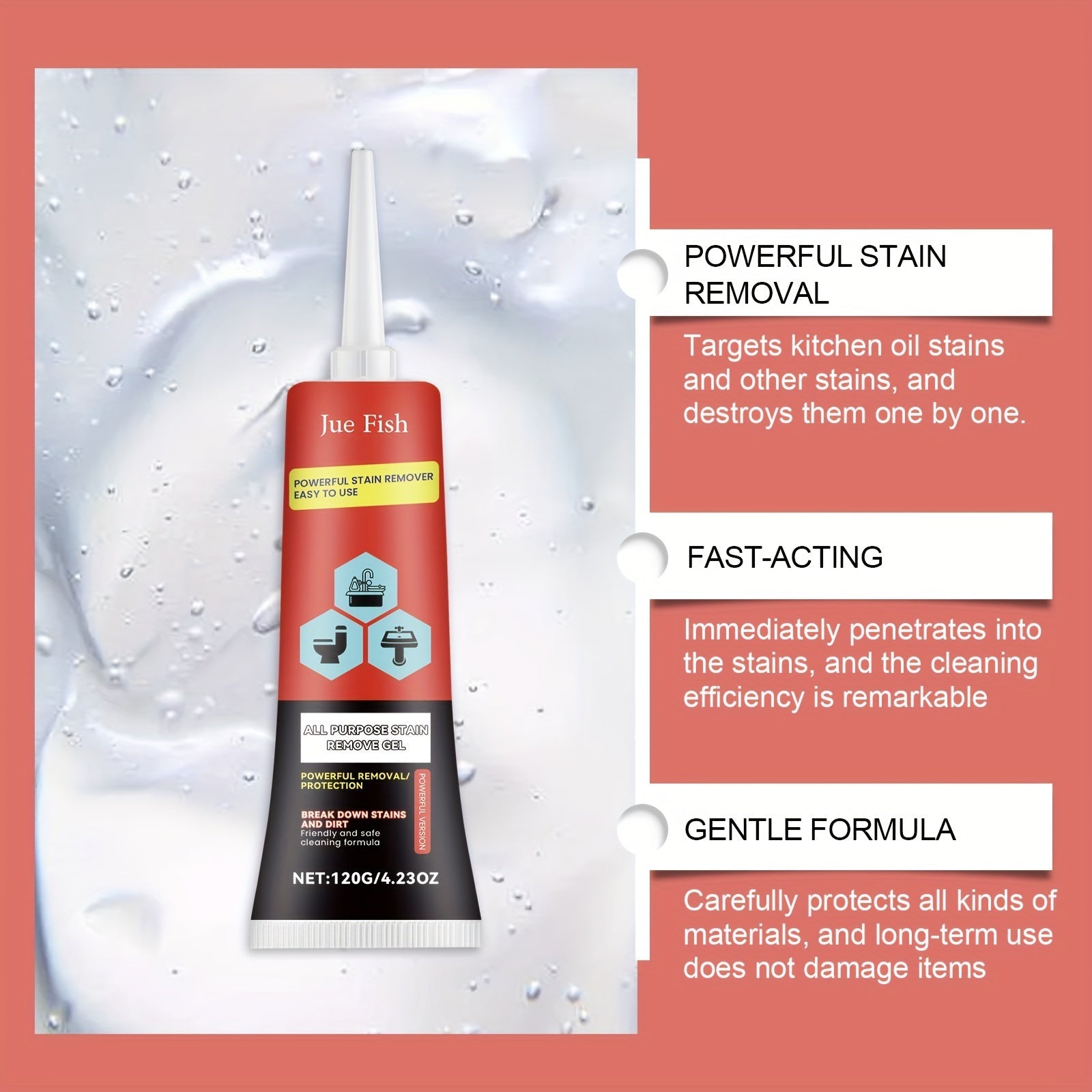 Versatile Stain Cleaning Gel for Grease Removal Kitchen Bathroom Multi-Effect Brightener