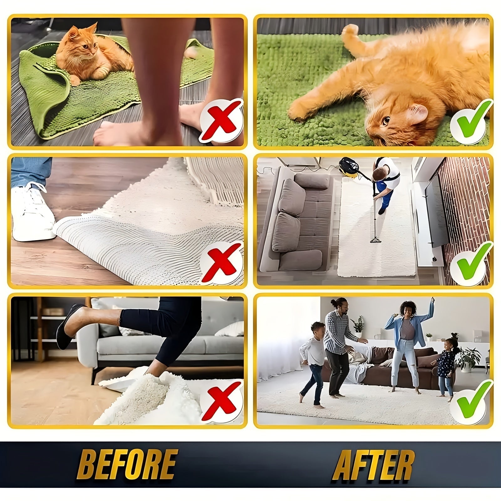 O'z-o'zidan yopishadigan gilam ushlagich lentasi - joy gilamlarini joyida ushlab turish uchun - oshxona va hammom pollari uchun mukammal, sirpanmaydigan va qayta ishlatiladigan tirnoq padlari