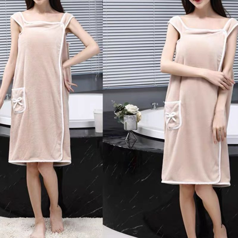 Women's Coral Fleece Wearable Bath Towel Wrap Lightweight Modern Style for Spa Pool Gym Travel Home