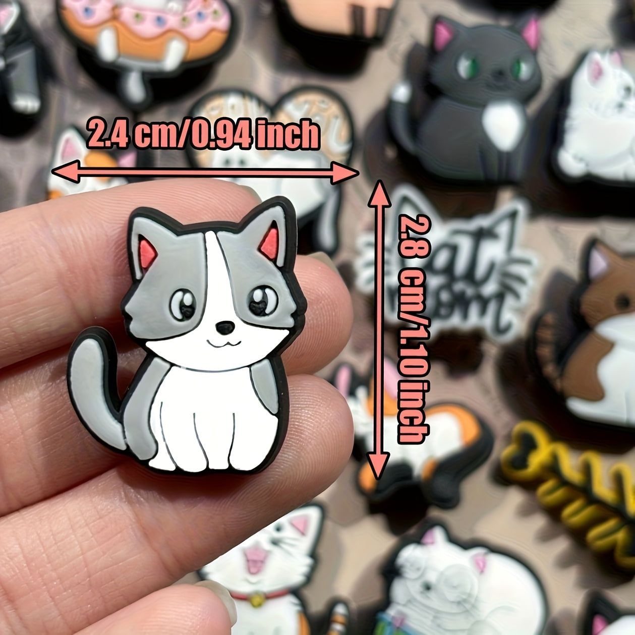 30Pcs Kids Pink PVC Cat Shoe Charms Colorful Animal Shoe Accessories