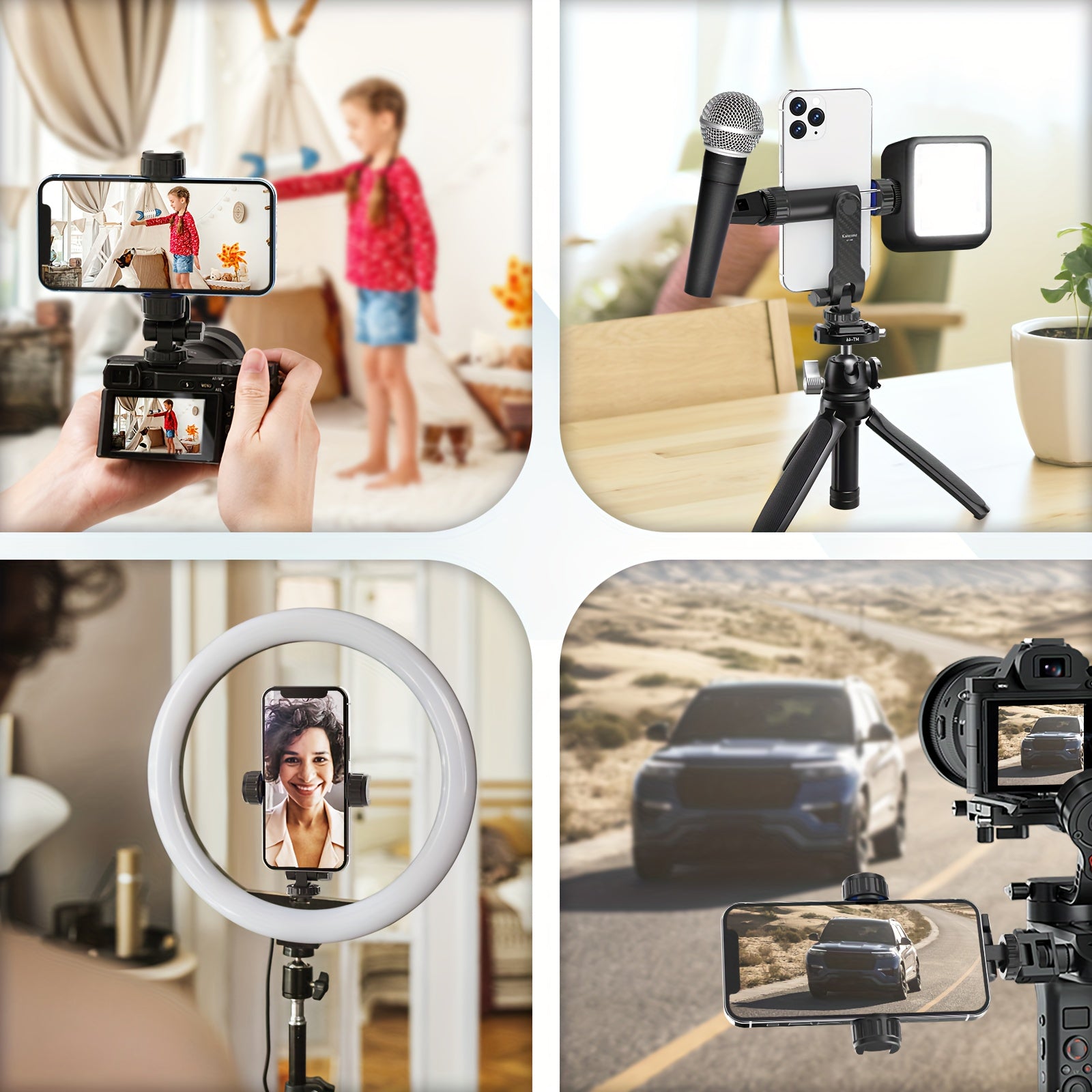 Soporte para teléfono móvil con trípode y cold boots, rotación de 360 grados compatible con todos los smartphones