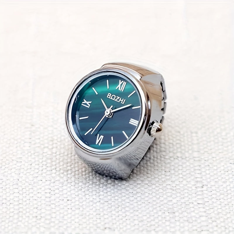 Green Mini Watch Ring for Men Women Fashion Alloy Shell Finger Watch