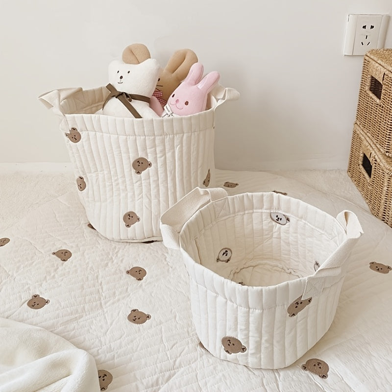 Quilted Fabric Storage Basket for Organizing Rooms and Closets