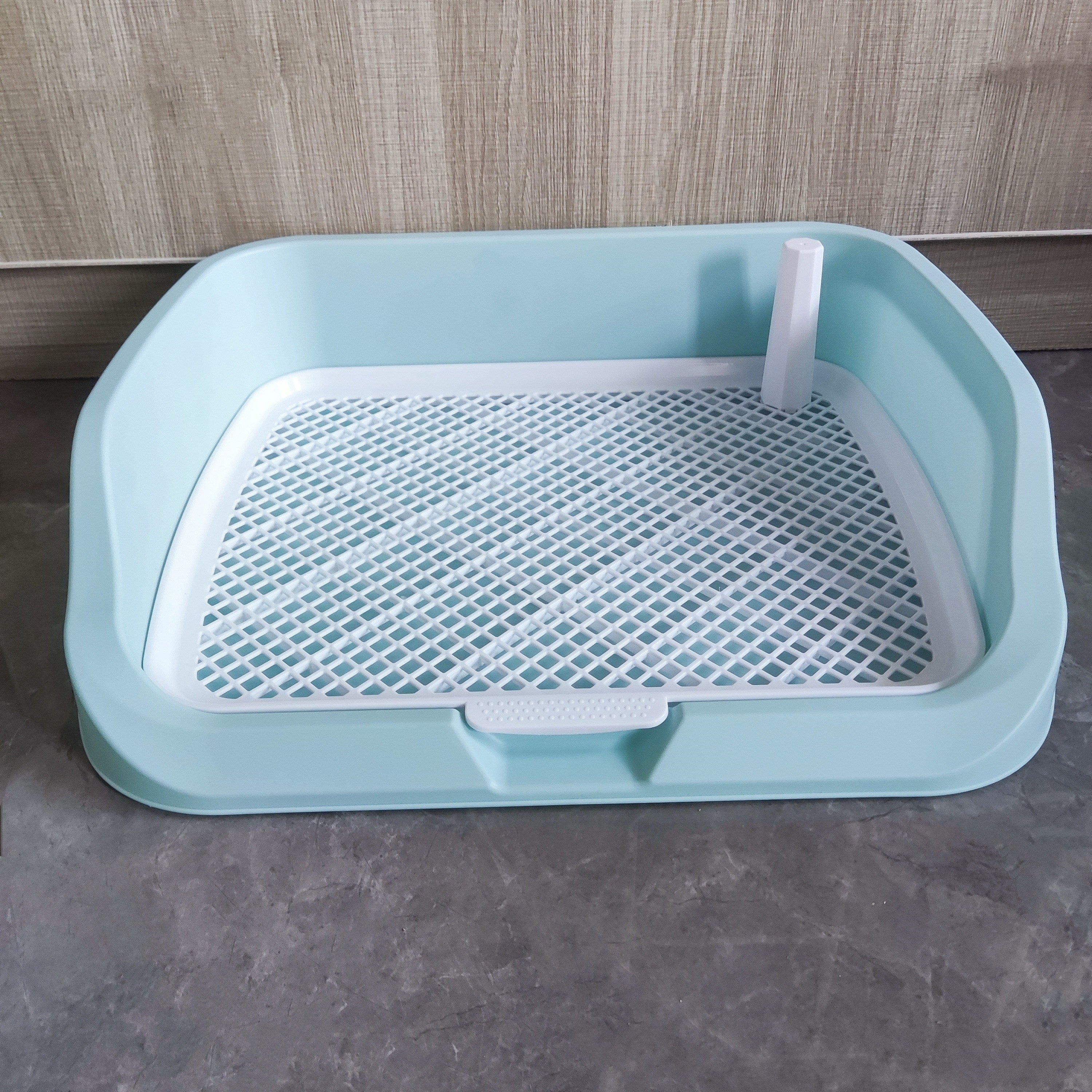 High-Sided Plastic Dog Litter Box with Removable Grid for Small to Medium Breeds
