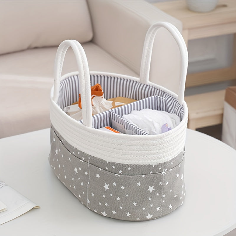 Diaper Storage Bag with Braided Handle for Travel and Gifting