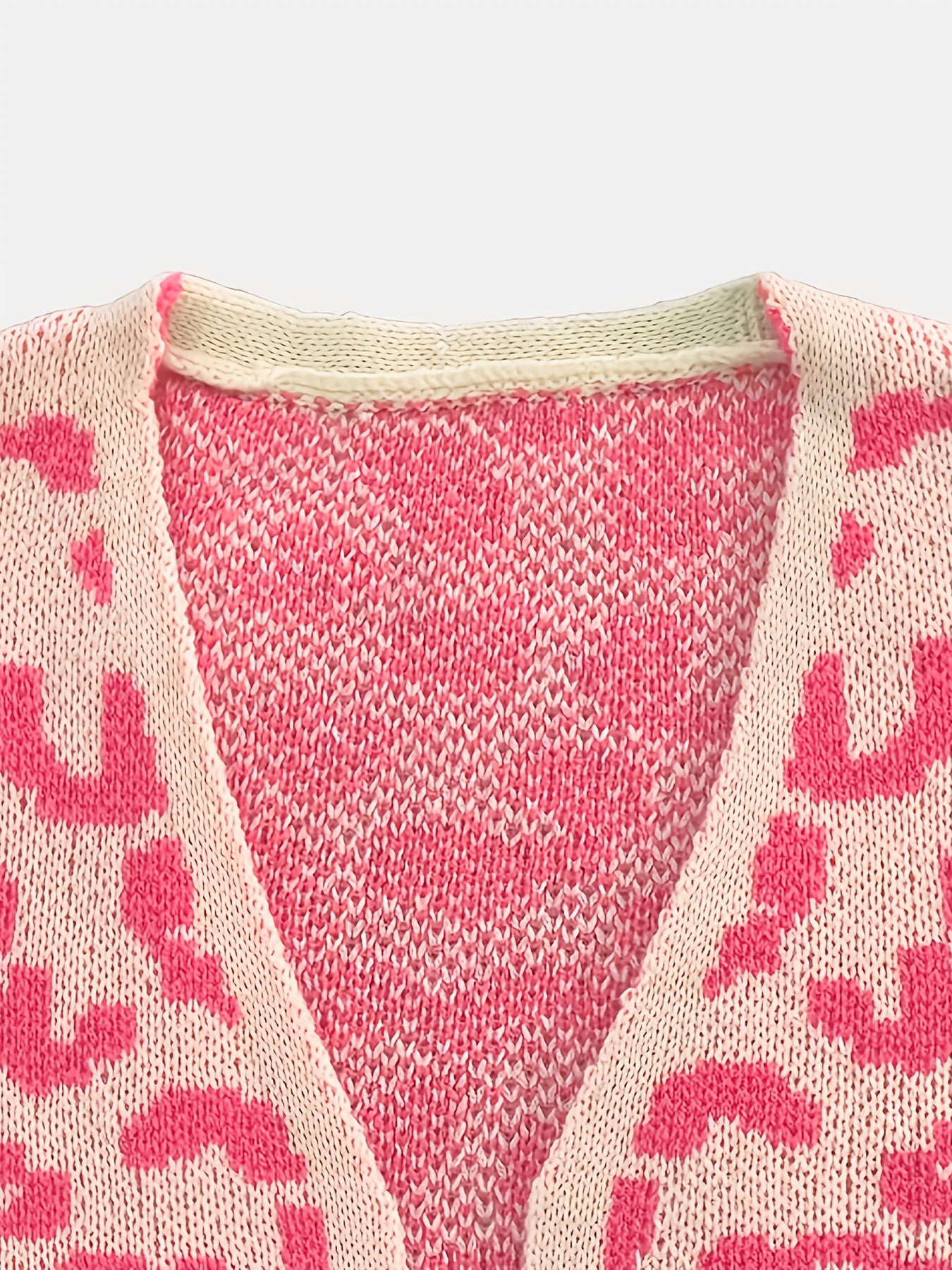 Plus o'lcham ayollar uchun fleece cardigan leopard print gullar ochiq old kiyim