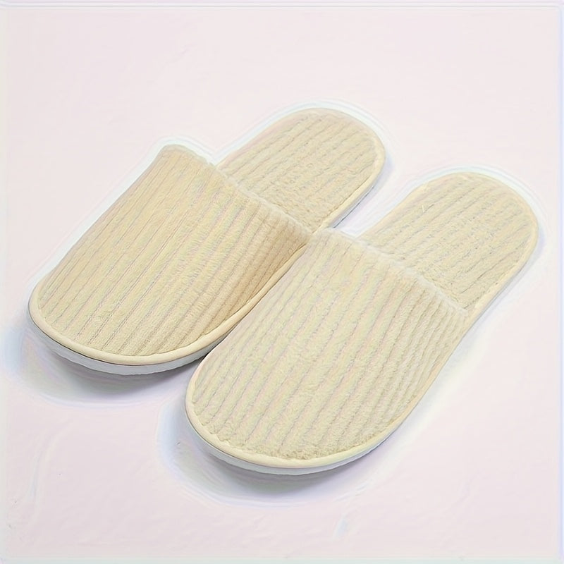 10 Pairs Unisex Striped Spa Slippers Soft Warm Non-Slip Hotel Travel
