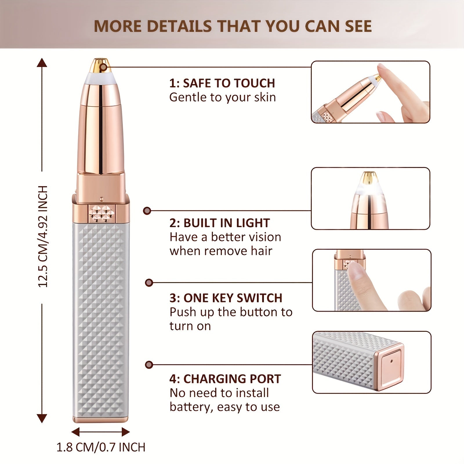 Removedor de vello de cejas y rostro recargable para mujer, rosa dorado con luz LED

Source:
Women's Rechargeable Eyebrow and Face Hair Remover Rose Gold with LED Light