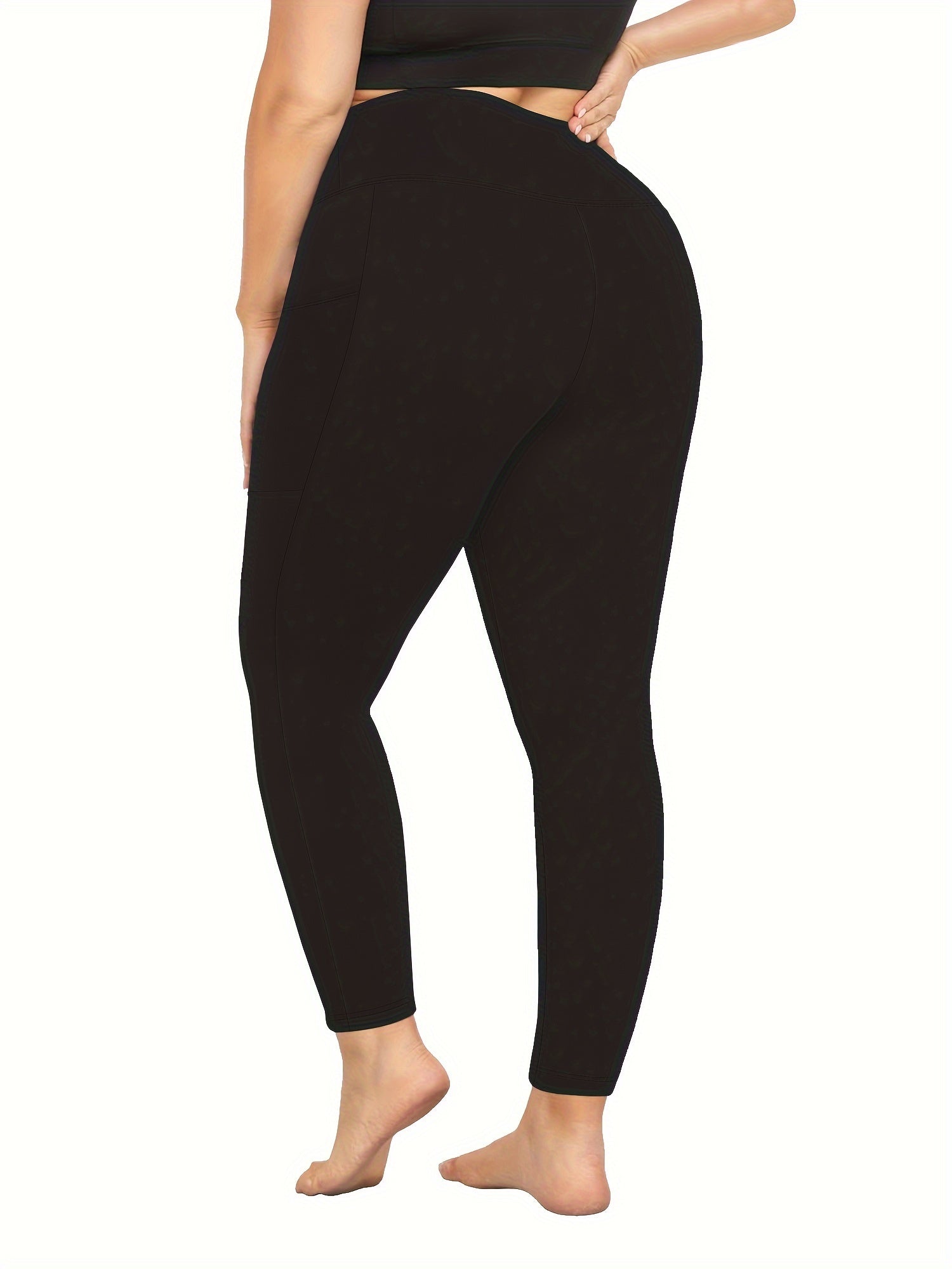 Plus Size Women's Solid Stretch Skinny Leggings High Waist Casual