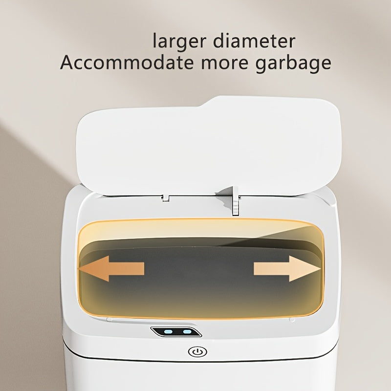 Tegmasdan 15L chiqindi qutisi, avtomatik qopqoq ochilishi bilan, oshxona, hammom va yotoqxona uchun ideal. Batareyalar bilan ishlaydi (batareyalar kiritilmagan).