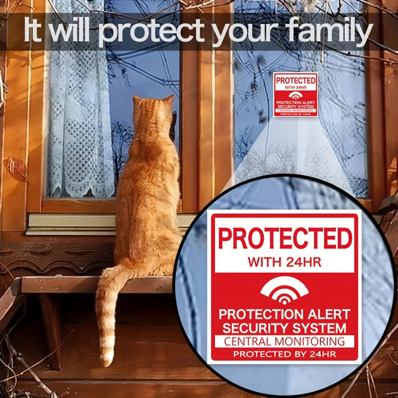 Set of 4 Home Security Alarm Stickers Matte Vinyl Decals for Windows and Doors