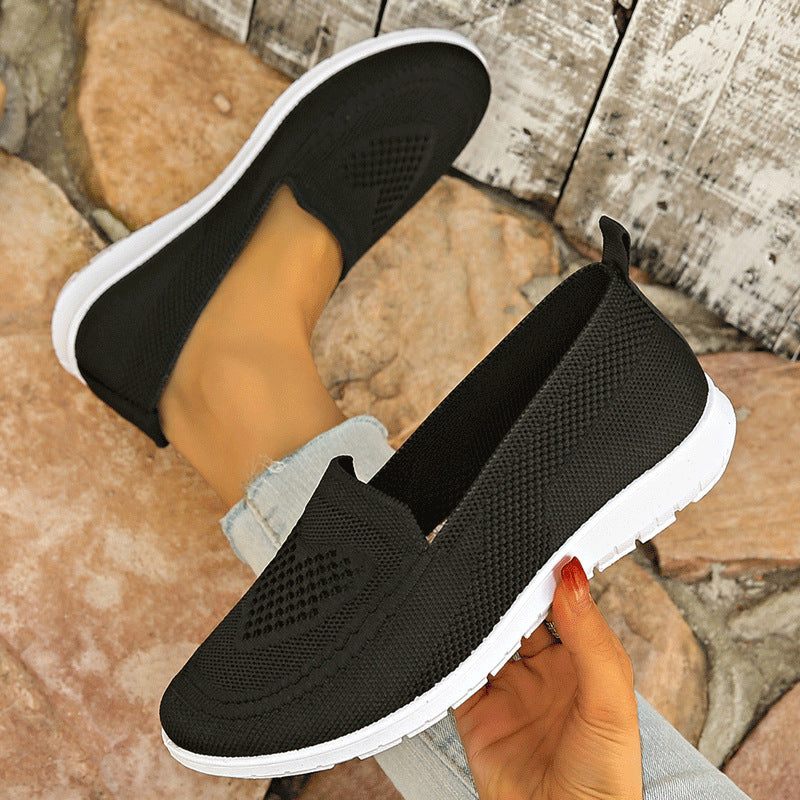 Women's Breathable Knit Slip-On Sneakers Low-Top Casual Shoes with Cushioned Sole