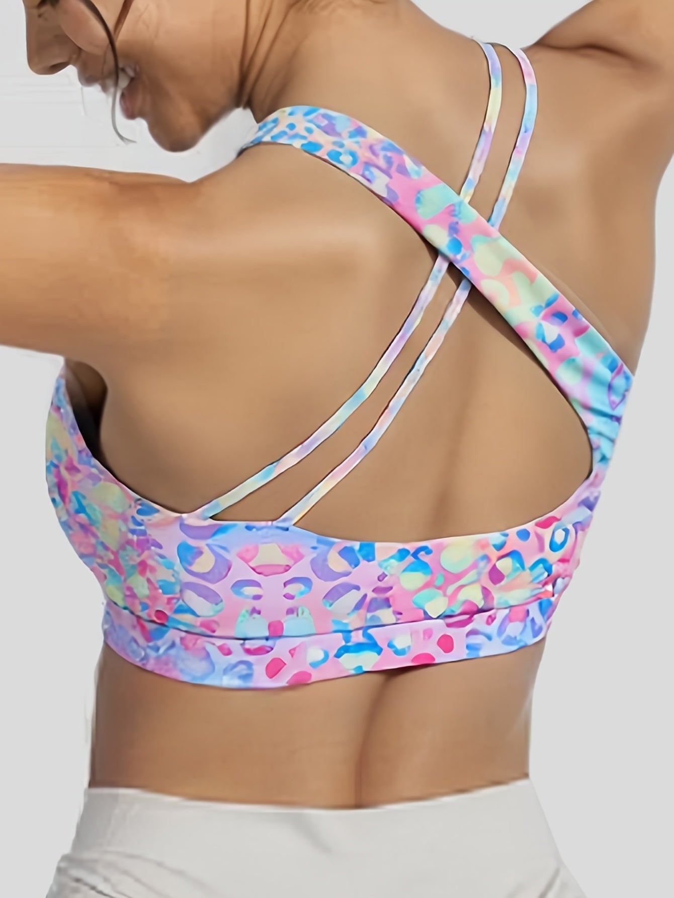 Plus Size Women's Yoga Sports Bra with Chest Pad for Running and Fitness