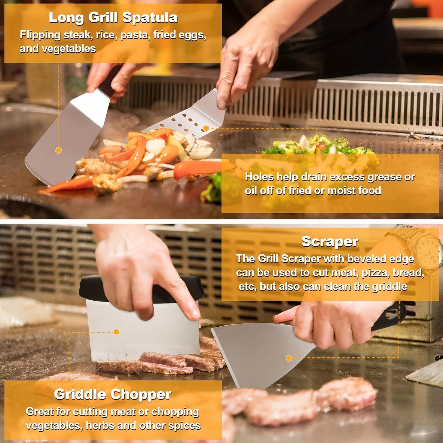 Outdoor BBQ Grill Accessories Set 29 Pieces Flat Top Tools Tongs Scraper