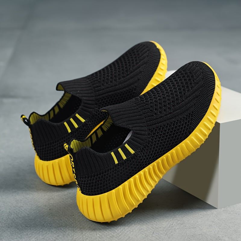 Girls Slip-On Sneakers All-Season Solid Knit Casual Outdoor Running Training