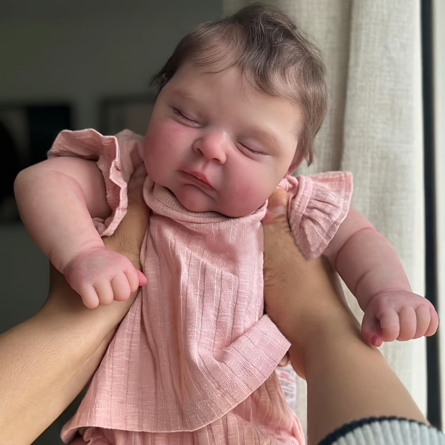 Realistic 19-Inch Reborn Baby Doll with Cloth Body and Toy Accessories Pink