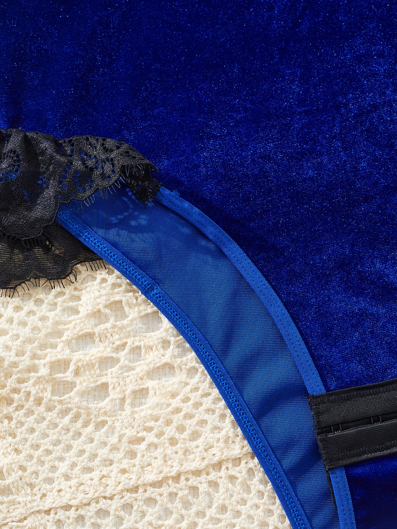 Velvet Open-Crotch Bodysuit for Women Backless V-Neck Lingerie