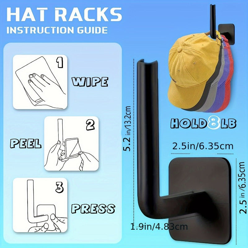 Pack de 4 ganchos de plástico autoadhesivos para sombreros para entrada, baño y dormitorio