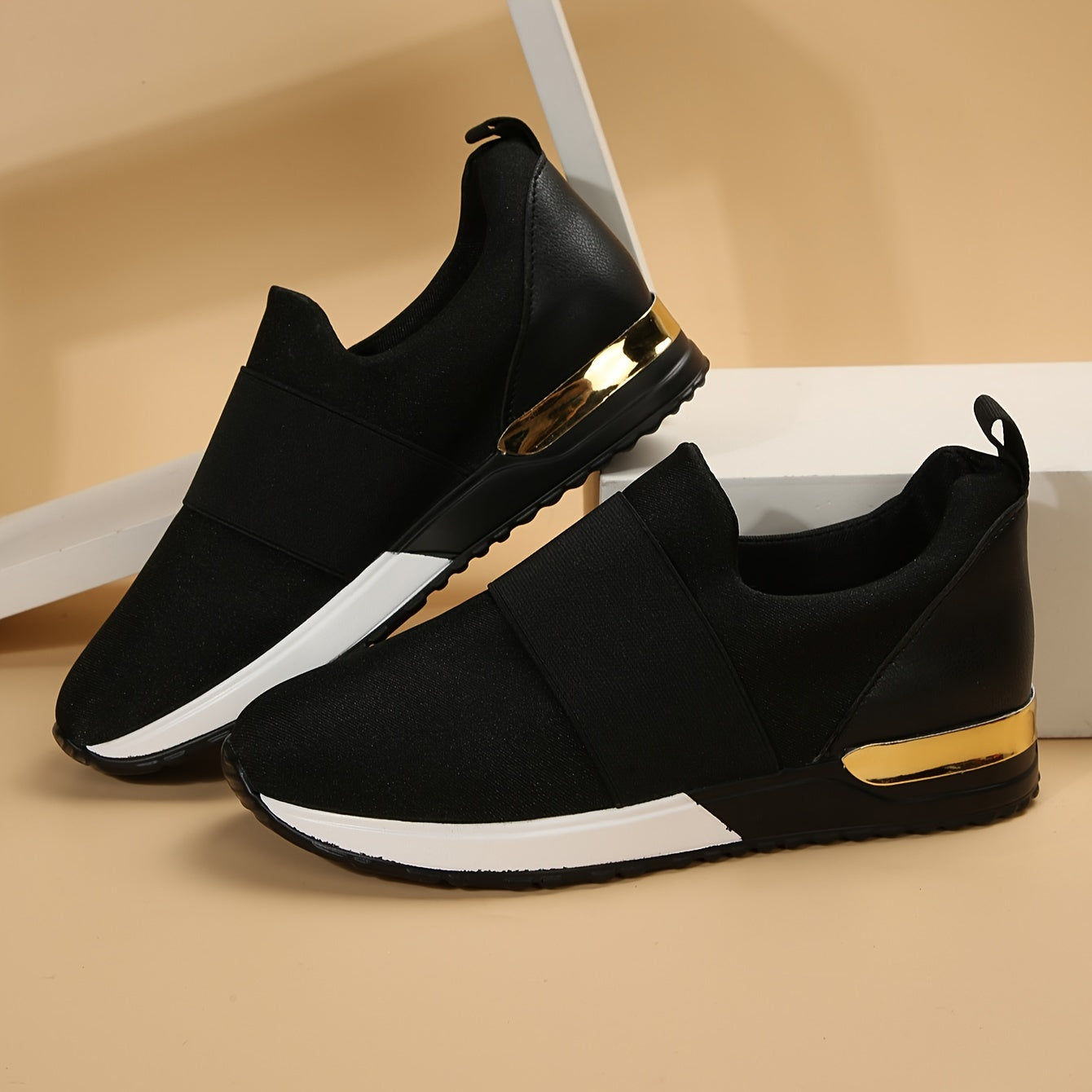 Women's Solid Color Casual Sneakers with Soft Platform Slip-On for Comfortable Daily Wear