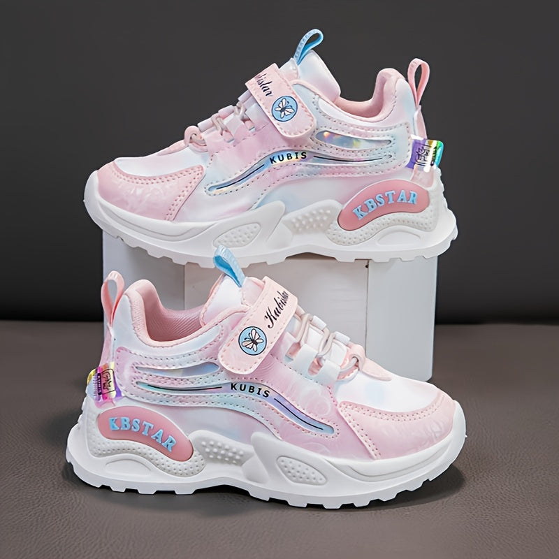 Girls' Casual Chunky Sneakers for Kids Non-Slip Lightweight Breathable Stripes Low Top