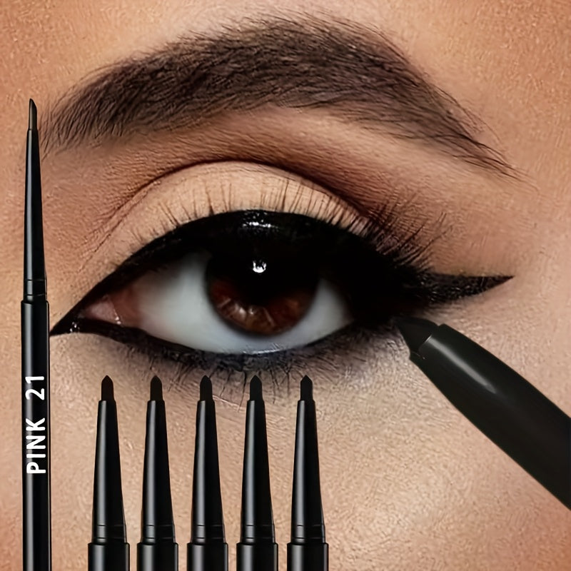 Women Waterproof Black Eyeliner Pencil 5-Pack Smudge-Proof Long-Lasting