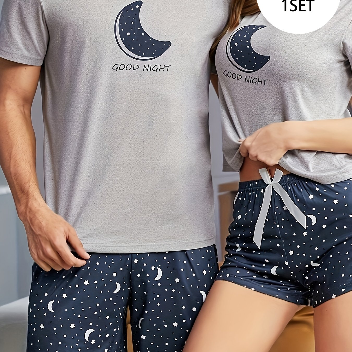 Conjunto de pijama para hombre Galaxy Sky Estrellado, de punto casual, poliéster, manga corta