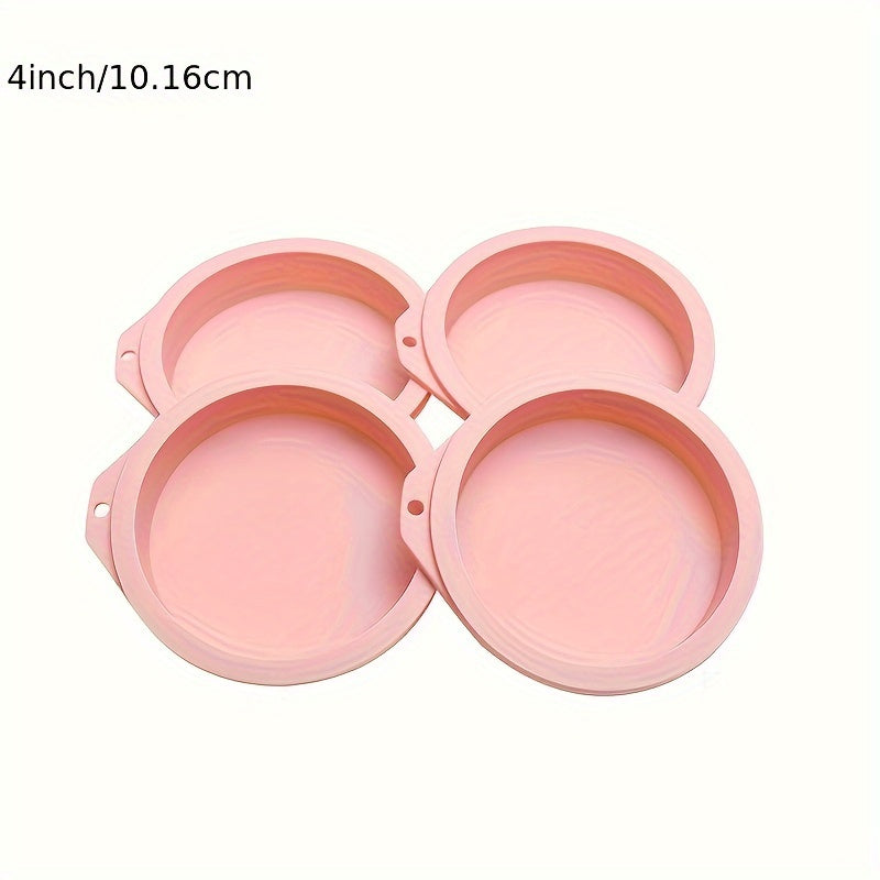 Set of 4 Silicone Round Cake Molds Non-Stick Baking Pans for Cakes and Breads