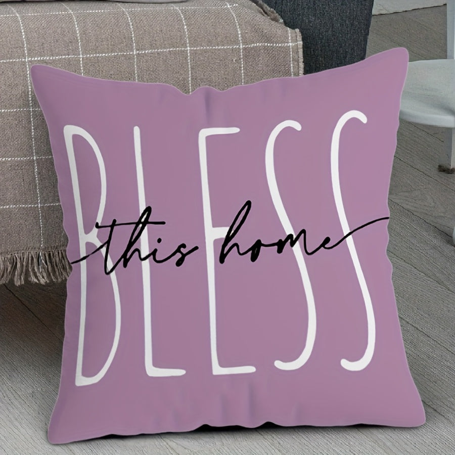 Purple Floral Pillow Cover 44.98cm Square Single-Sided Zip Washable for Couch Sofa Bed