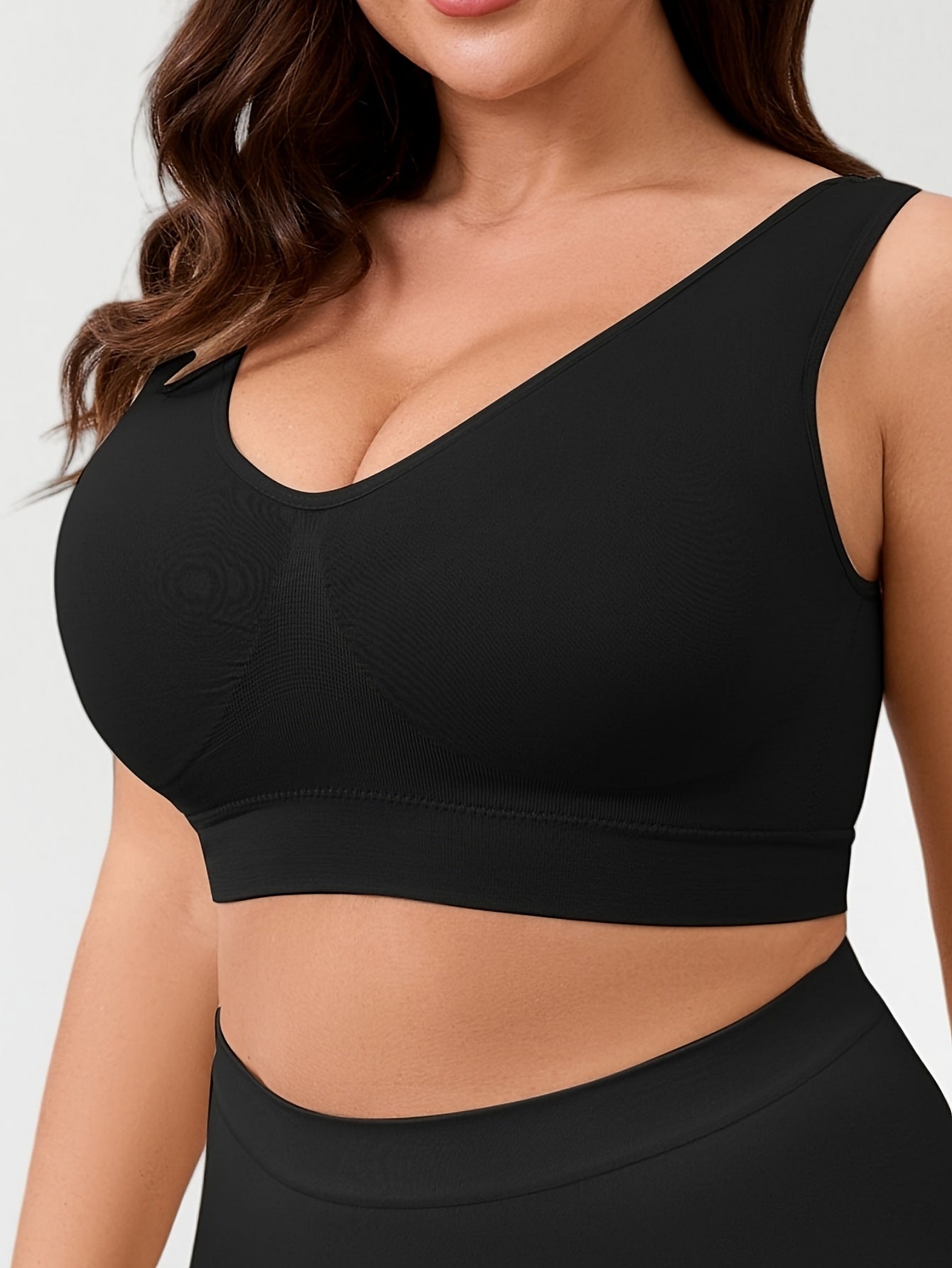 Women's Seamless Sports Bra Wide Strap Double-Layer Breathable Black