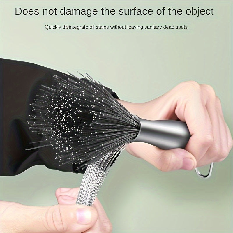 Set of 4 Stainless Steel Pot Brushes with Extended Handle for Pans and Sinks